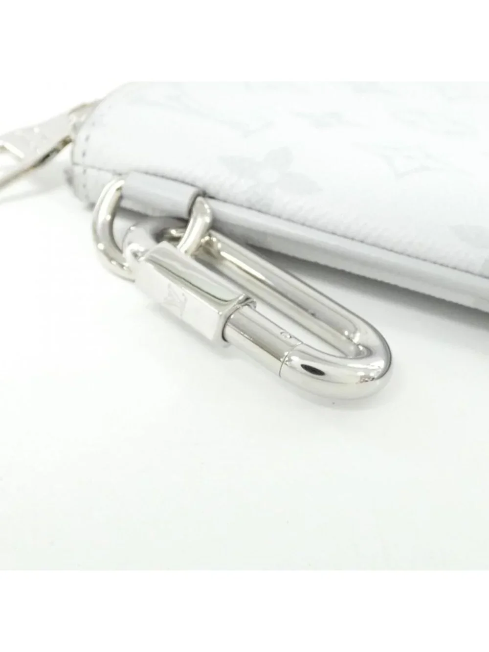 Louis Vuitton White Monogram Logo Zipped Pouch GM